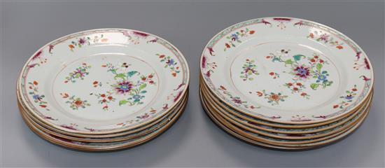 A set of twelve Chinese Qianlong period famille rose plates diameter 23cm